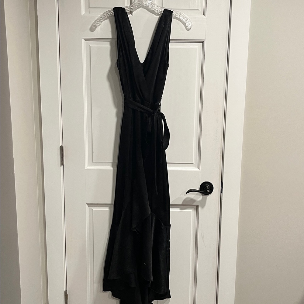 Flounce London Wrap Front Midaxi Dress in Black US Size 6 - Picture 5 of 12